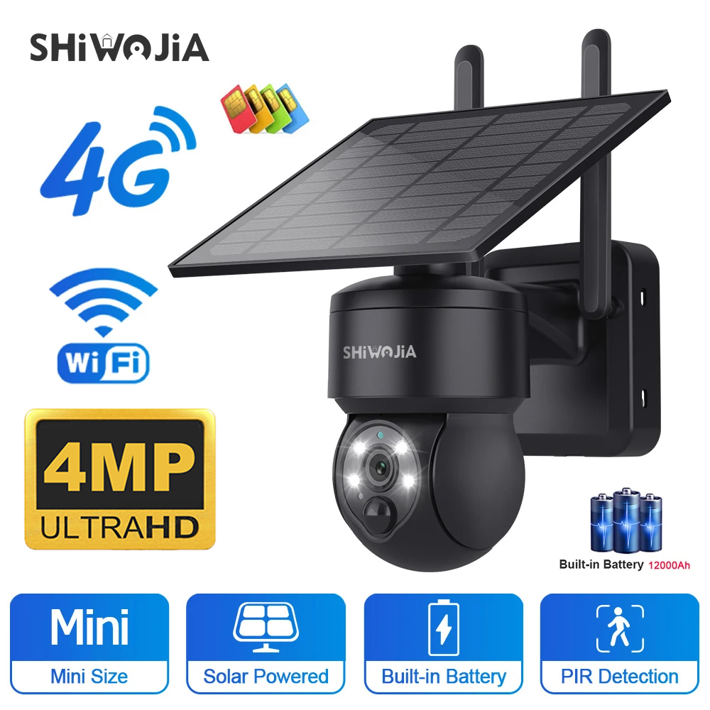 Home Security Outdoor Camera System - WinterWOJIA-Caméra solaire PTZ sans fil, caméra