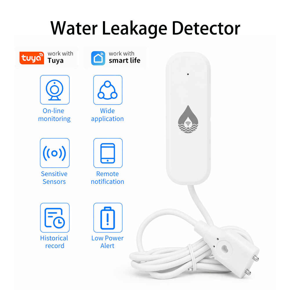 Home Security Devices - Capteur d'alarme de fuite d'eau WiFi/Zigbee