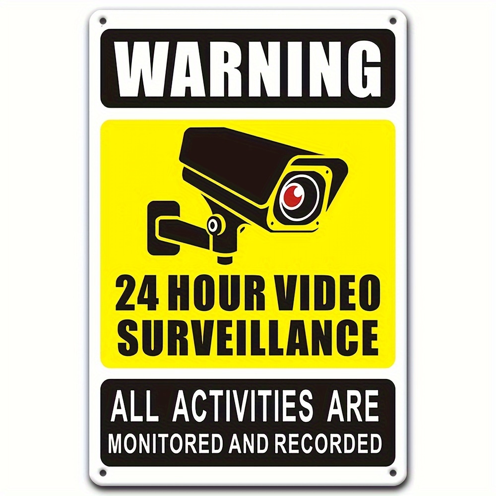 Home Security Outdoor Camera System - Panneau d'avertissement de vidéosurveillance 24/7, métal