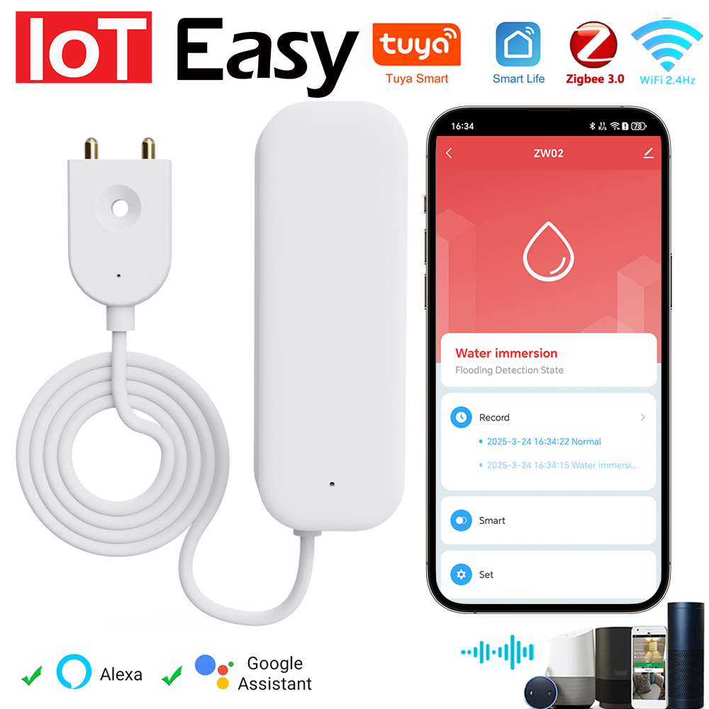 Home Security Devices - Tuya WiFi ZigBee capteur d'eau alarme