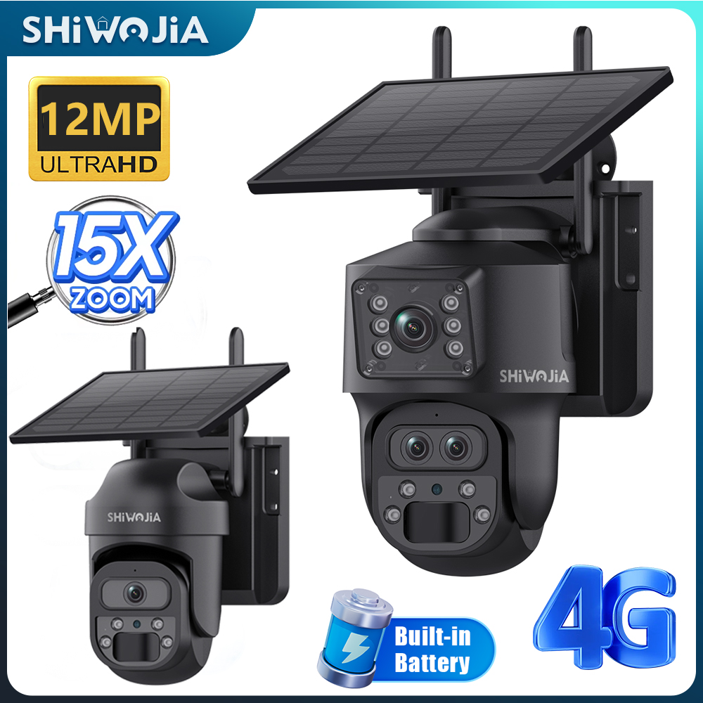 Home Security Outdoor Camera System - SHIWOJIA Caméra solaire ZOOM 15X 4G