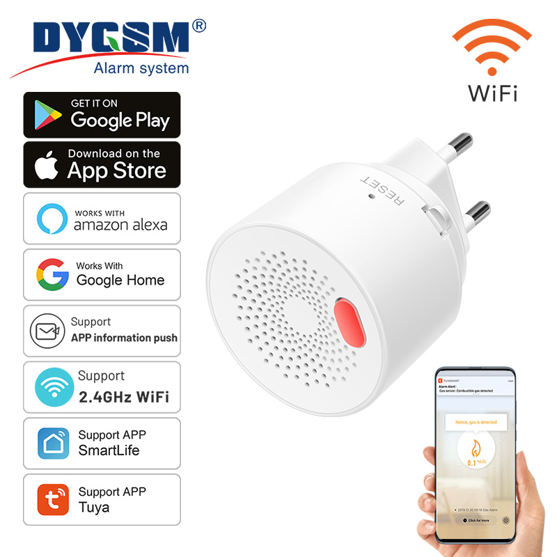 Home Security Devices - Tuya-Capteur de gaz naturel domestique intelligent,